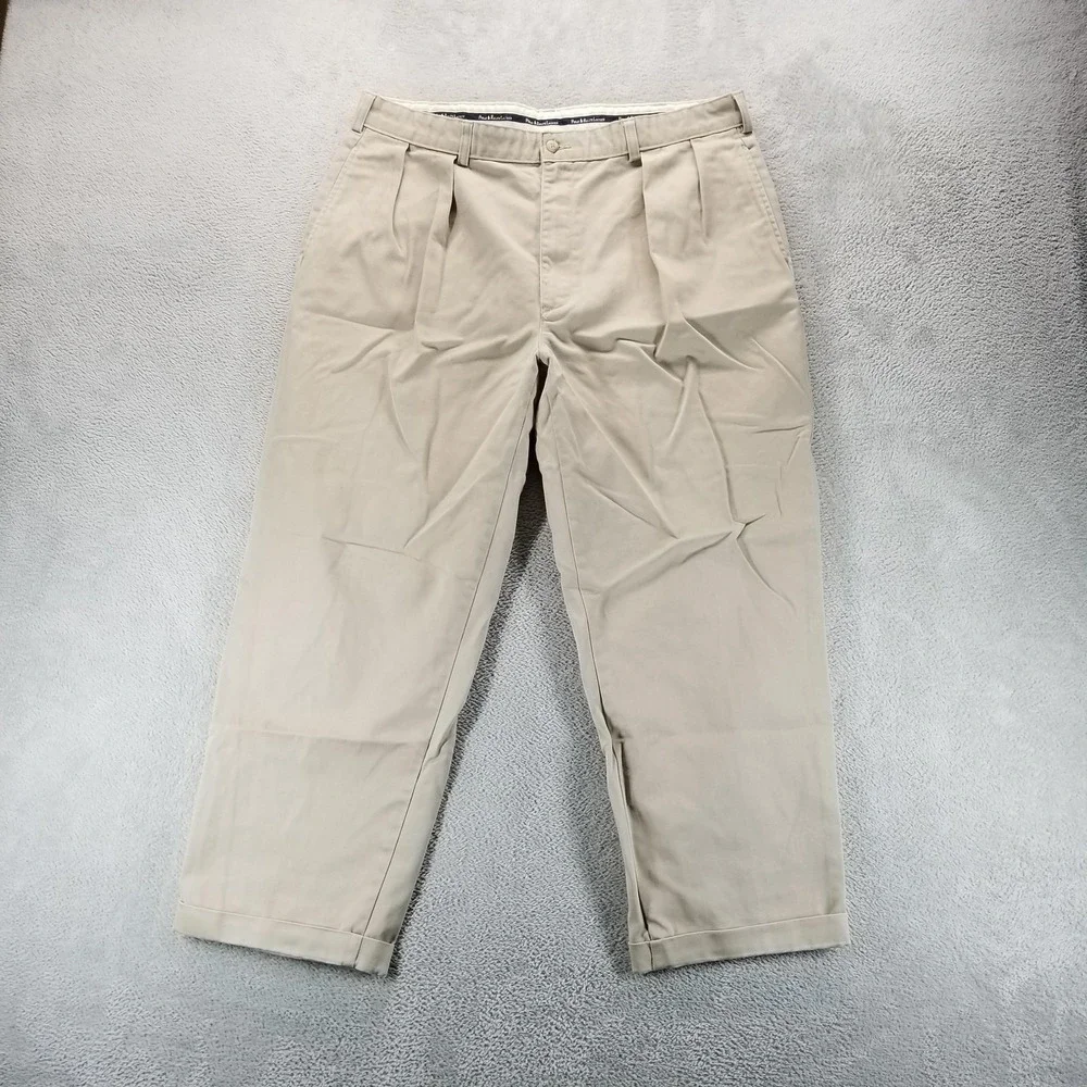 Polo Ralph Lauren Pants Mens 38x30‎ Beige Pleated Chino Straight Khakis Trousers